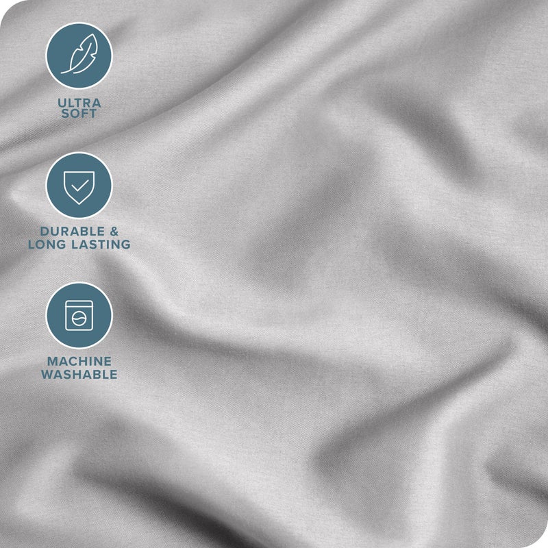 Bare Home أغطية وسائد ميكروفايبر من بار هوم - مجموعة كينغ من 4 - أغطية وسائد تبريد - مصقولة مزدوجة - أغطية وسائد رمادية فاتحة 4 قطع - سهلة العناية (كينغ - 4 قطع، رمادي فاتح) - Image 4